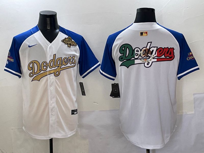 Men Los Angeles Dodgers Blank White Blue Gold Game Nike 2025 MLB Jersey style 4299->youth mlb jersey->Youth Jersey
